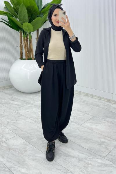 Siyah Cepli Şalvar Tesettür Giyim Siyah