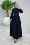 Siyah Demet Elbise Tesettür Giyim  Siyah
