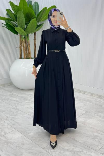Siyah Demet Elbise Tesettür Giyim  Siyah