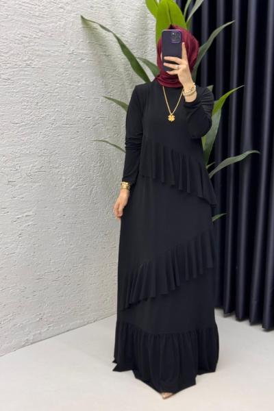Siyah Duru Elbise Tesettür Giyim  Siyah