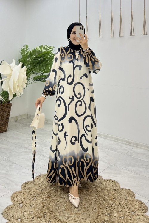 Siyah Erva Elbise Tesettür Giyim Vizon Siyah