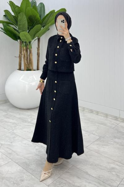 Siyah  Gönül Channel Etek Takım  Siyah