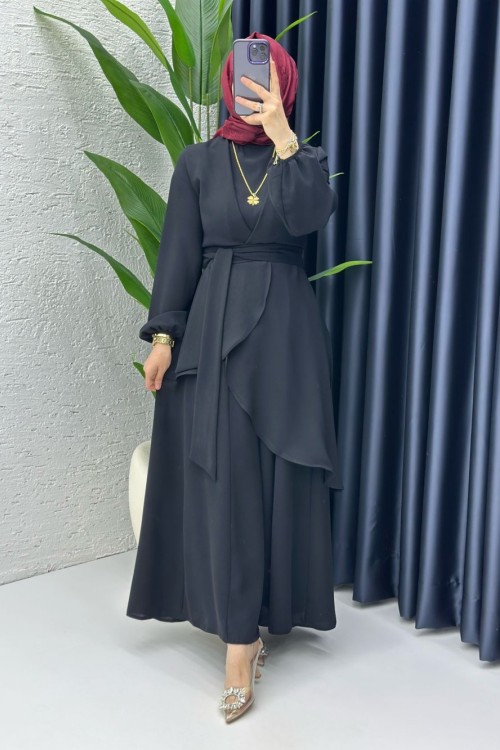 Siyah Hanzade Takım Tesettür Giyim  Siyah