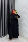 Siyah Kemerli Nalan Tulum Elbise Tesettür Giyim  Siyah