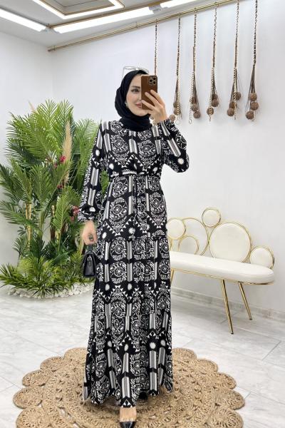 Siyah Kıymet Elbise Tesettür Giyim Siyah