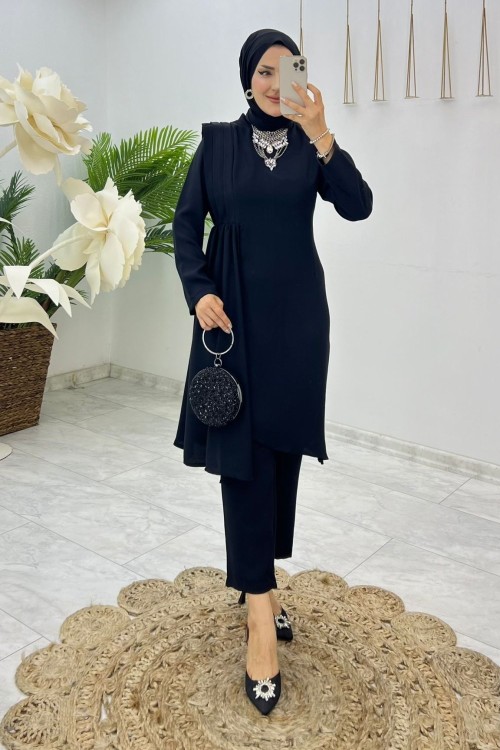 Siyah Kumsal Takım Tesettür Giyim Siyah
