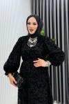 Siyah Lale Elbise Tesettür Giyim  Siyah