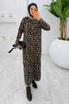 Siyah Leopar Yün Efekt Tiko Elbise Tesettür Giyim   Siyah