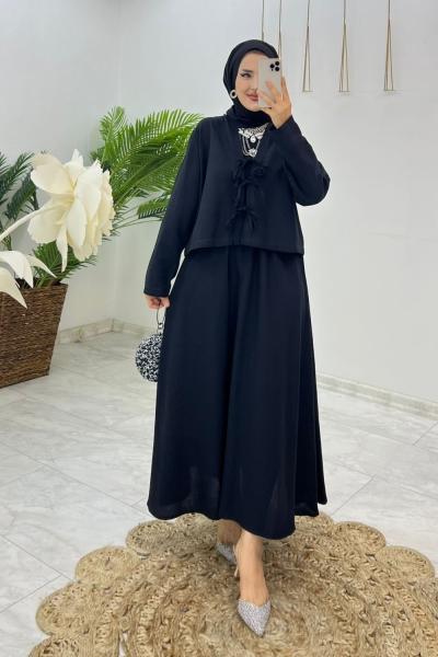 Siyah Madam Takım Tesettür Giyim Siyah