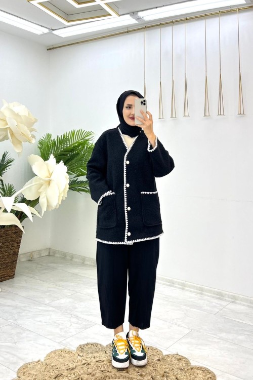 Siyah Maya Kap Tesettür Giyim Siyah