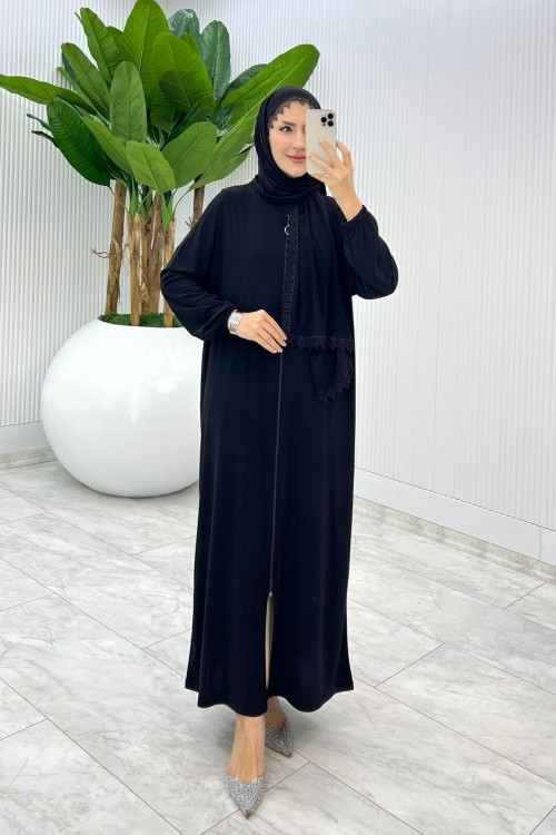 Siyah Medine Ferace Elbise Tesettür Giyim Siyah