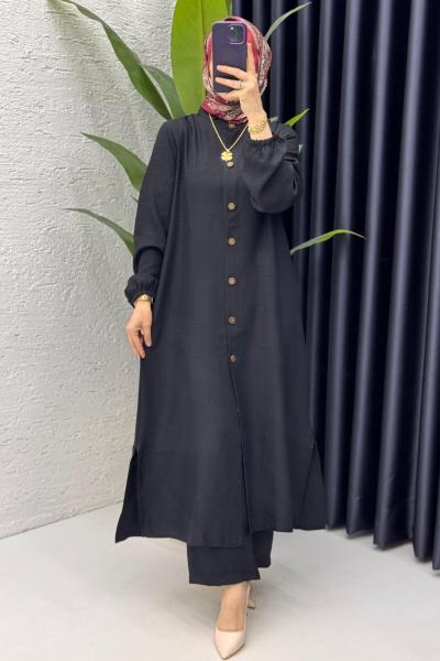 Siyah Mehtap Takım Tesettür Giyim Siyah