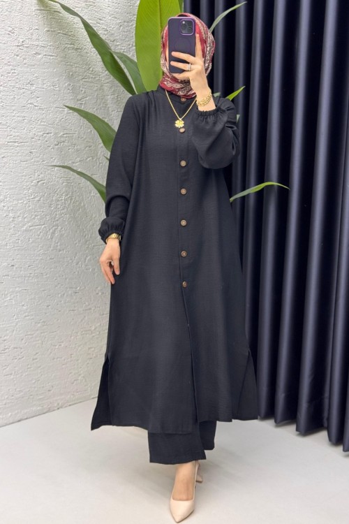 Siyah Mehtap Takım Tesettür Giyim Siyah