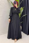 Siyah  Mihra  Abaya Takım Tesettür Giyim  Siyah