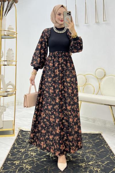 Siyah Milano Elbise Tesettür Giyim  Siyah