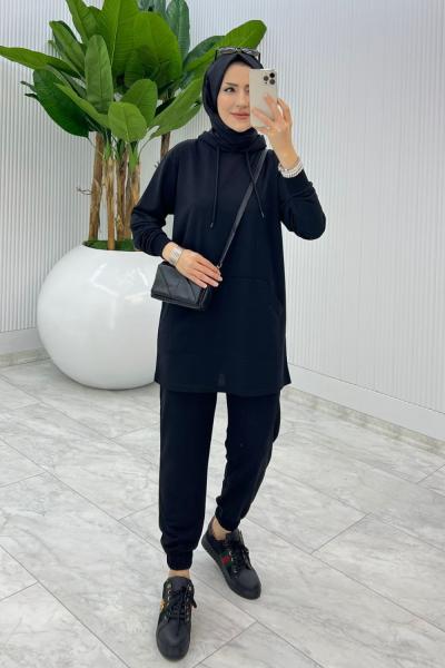 Siyah Mine Takım Tesettür Giyim Siyah