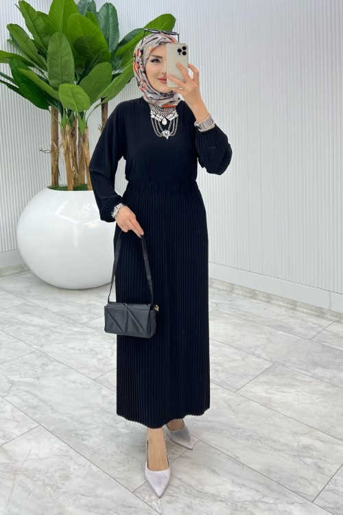 Siyah Müge Takım Tesettür Giyim Siyah