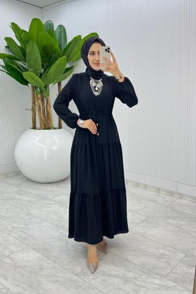 Siyah Nilay Elbise Tesettür Giyim Siyah