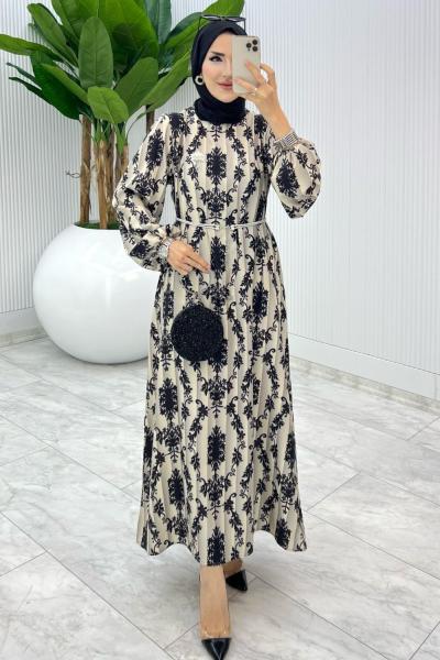 Siyah Nuran Elbise Tesettür Giyim Siyah