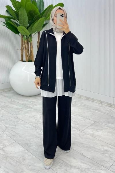 Siyah Oysho Havva Takım Tesettür Giyim  Siyah