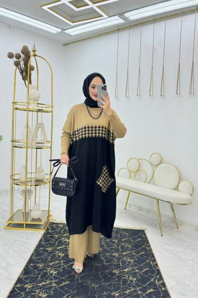 Siyah Panço Tunik Tesettür Giyim Siyah