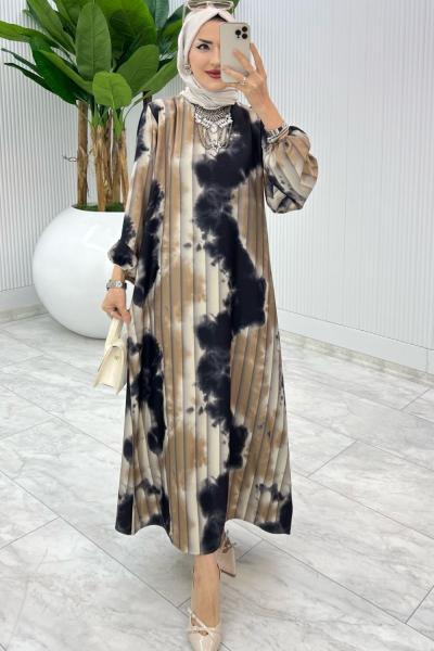 Siyah Pelin Elbise Tesettür Giyim Siyah