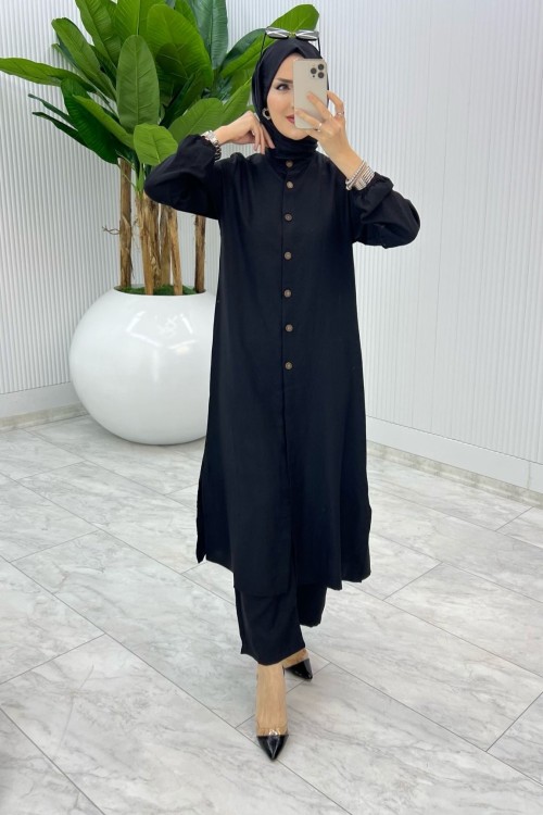 Siyah Peyker Takım Tesettür Giyim Siyah