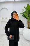 Siyah  Premıum Atkılı Triko Takım Tesettür Giyim  Siyah