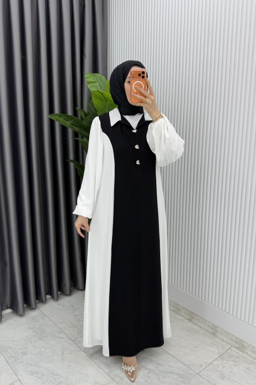 Siyah  Premıum  Aden ELbise Tesettür Giyim  Siyah