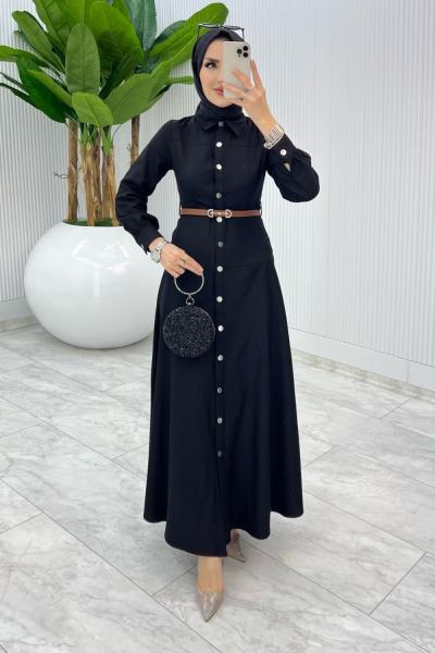 Siyah Premium Selin Elbise Tesettür Giyim Siyah