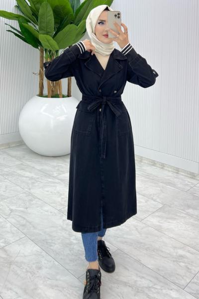 Siyah Premium Hançer Kot Kap Tesettür Giyim Siyah