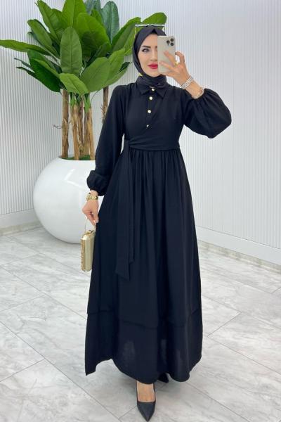 Siyah Premium Öznur Elbise Tesettür Giyim Siyah