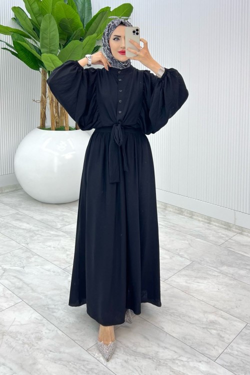 Siyah Premium Yarasa Etek Takım Tesettür Giyim Siyah