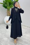 Siyah Premium Asalet Ferace Elbise Tesettür Giyim Siyah