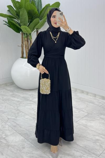 Siyah Premıum Leha Elbise Tesettür Giyim Siyah