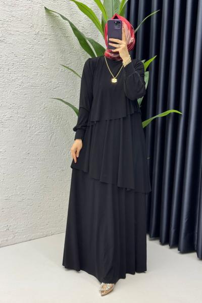 Siyah Premium Sultan Elbise Tesettür Giyim Siyah