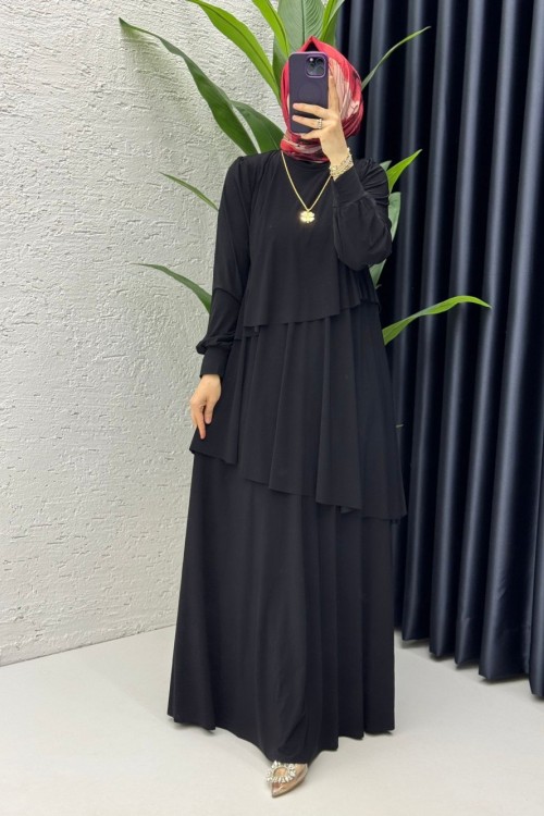 Siyah Premium Sultan Elbise Tesettür Giyim Siyah