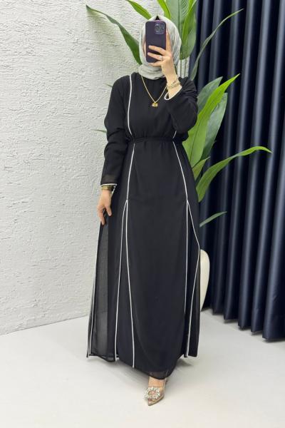 Siyah Premium İkili Şifon Takım Tesettür Giyim Siyah