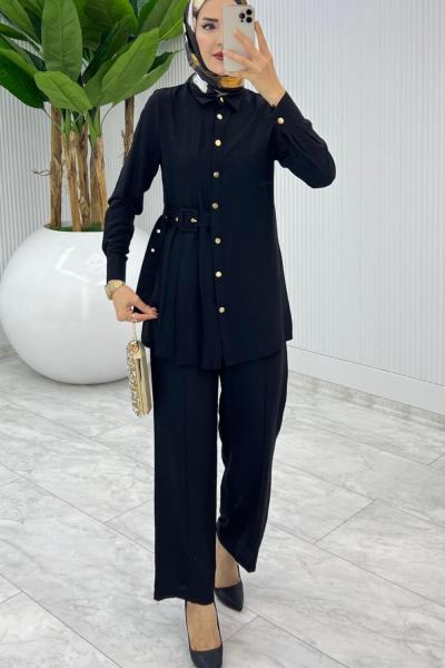 Siyah Premium Vildan Takım Tesettür Giyim Siyah