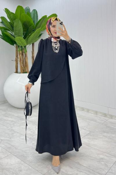 Siyah Premium Paris Elbise Tesettür Giyim Siyah