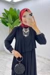 Siyah Premium Diva Elbise Tesettür Giyim Siyah