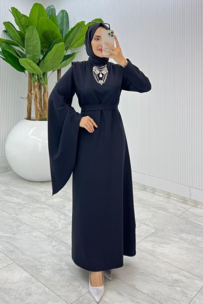 Siyah Premium Yağmur Elbise Tesettür Giyim Siyah
