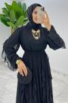 Siyah Premium Manolya Elbise Tesettür Giyim Siyah