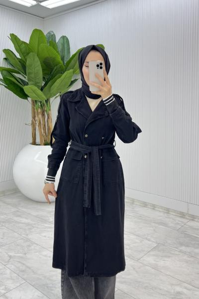 Siyah Premium Hançer Kot Kap Tesettür Giyim  Siyah