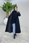 Siyah Premium Kaşe Kaban Tesettür Giyim  Siyah
