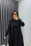 Siyah Premium Pera Elbise Ferace Tesettür Giyim Siyah