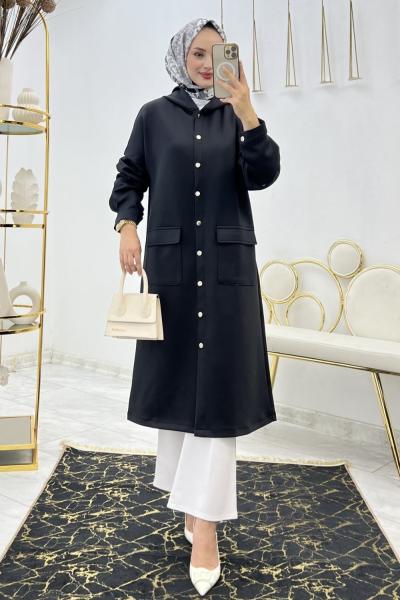Siyah Scuba Kap Tesettür Giyim  Siyah