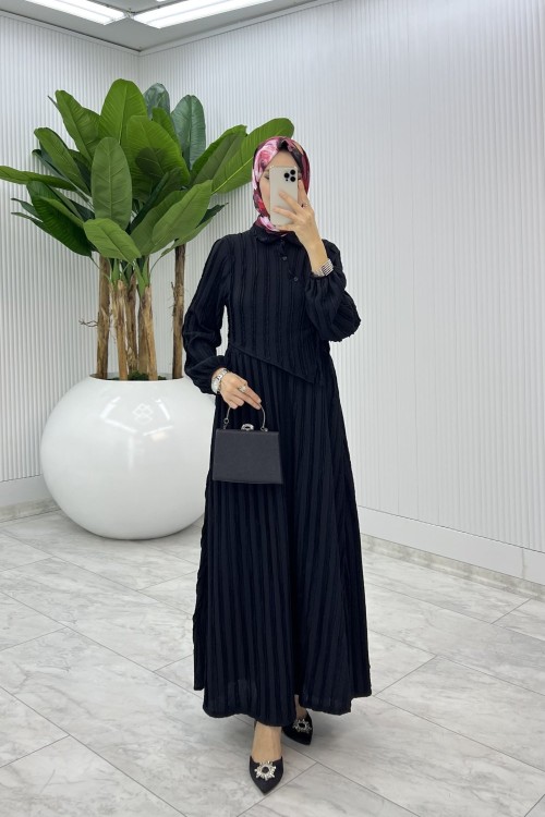 Siyah  Şehnaz Elbise Tesettür Giyim  Siyah