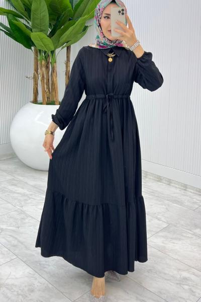 Siyah Sehya Elbise Tesettür Giyim Siyah