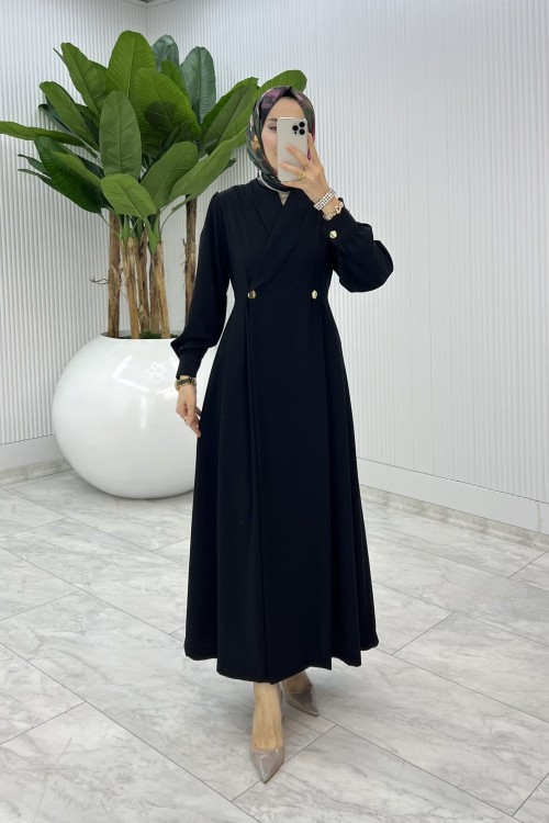 Siyah  Semra Ferace Elbise Tesettür Giyim  Siyah